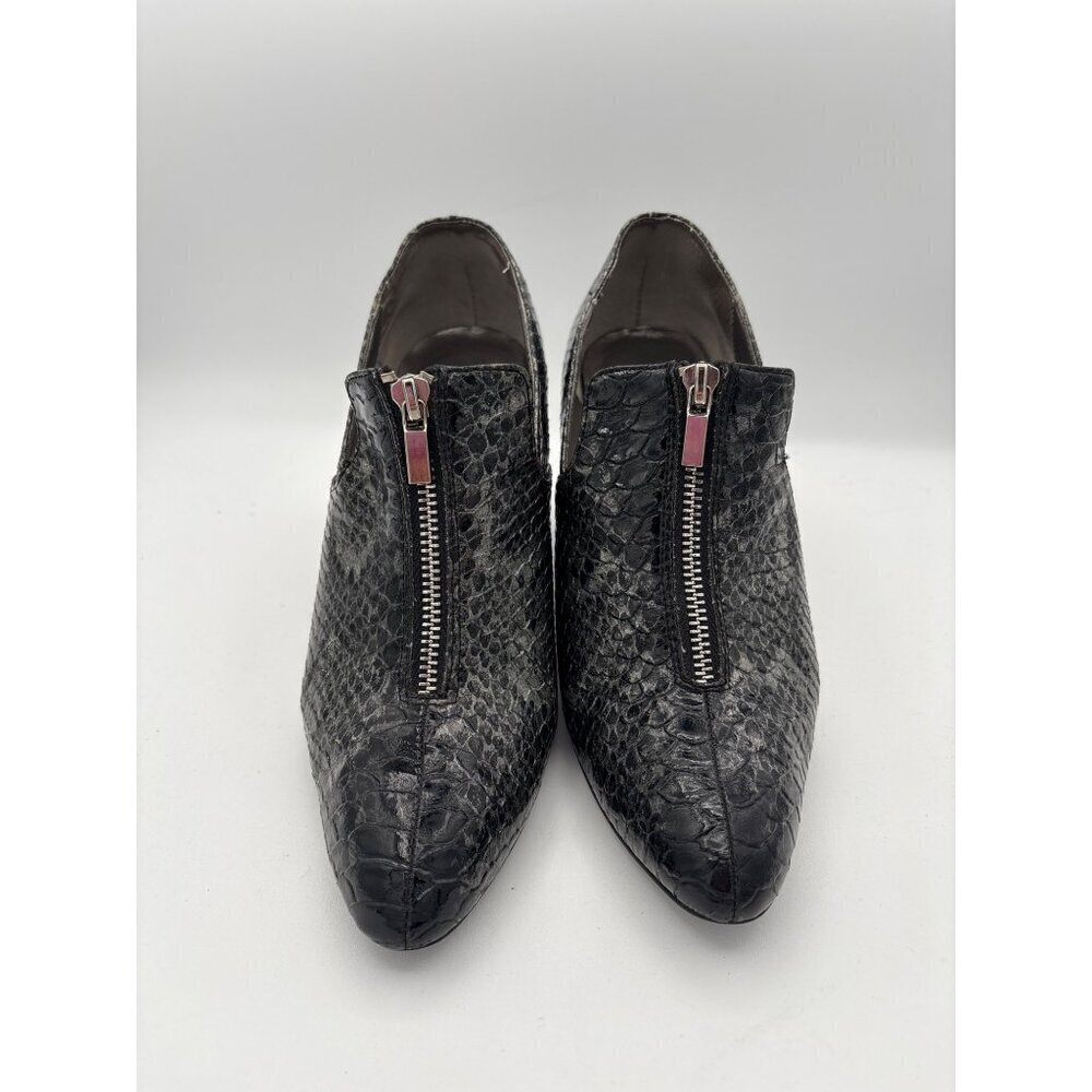 Bijou New York Womens Black Snakeskin Pattern Heeled Ankle Boots Size 7.5 With F